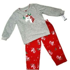Carters Christmas Unicorn Pajama 2 Pc Set Girls Size 2T NWT‎